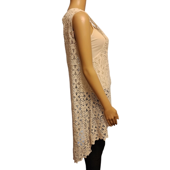 Gleamiss Crochet Lace Open Front Sleeveless Caedigan OS NWT - Picture 6 of 15